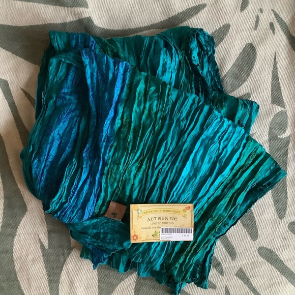 Greensewn Accessories - BNWT Silk Scarf made from Genuine Vintage recycled Saris, Teal
